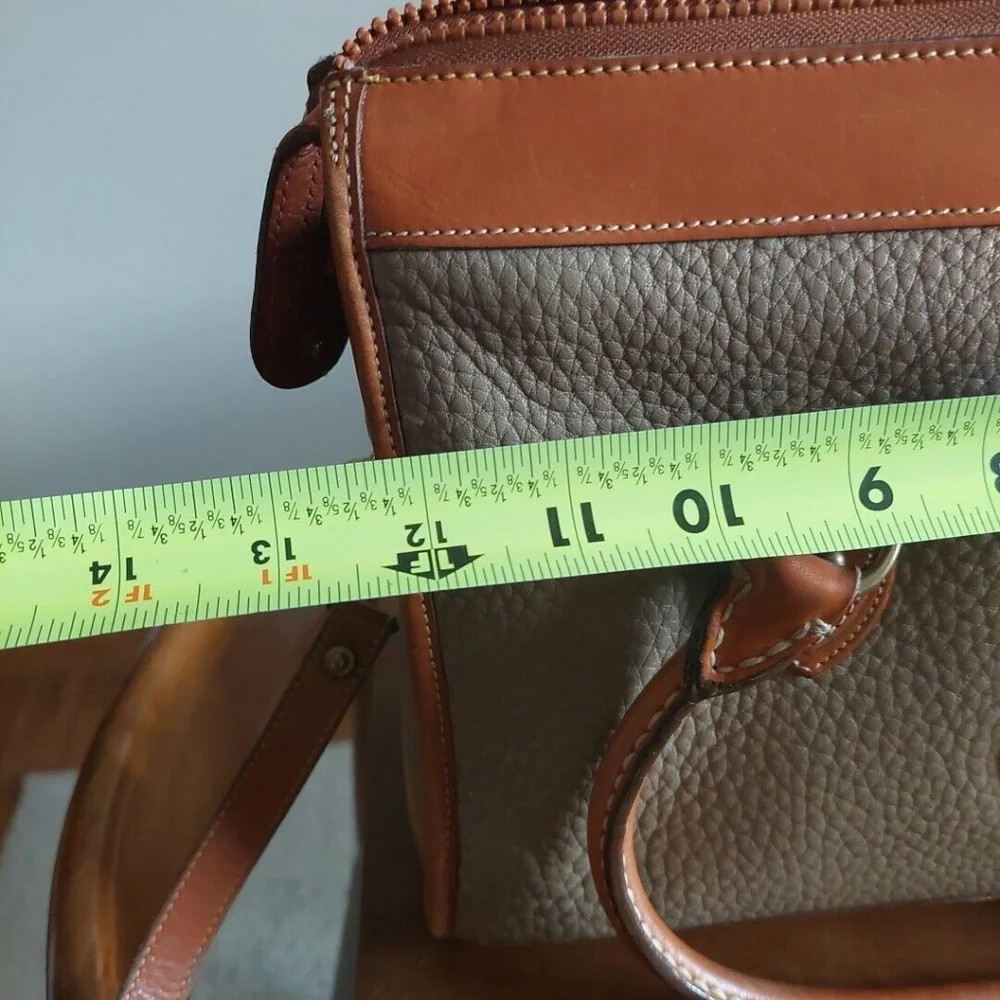 Dooney & Bourke Gray and Tan Pebbled Leather Satchel